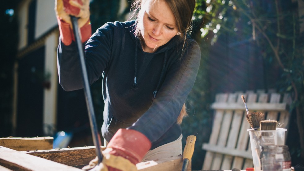 woman working on pallet